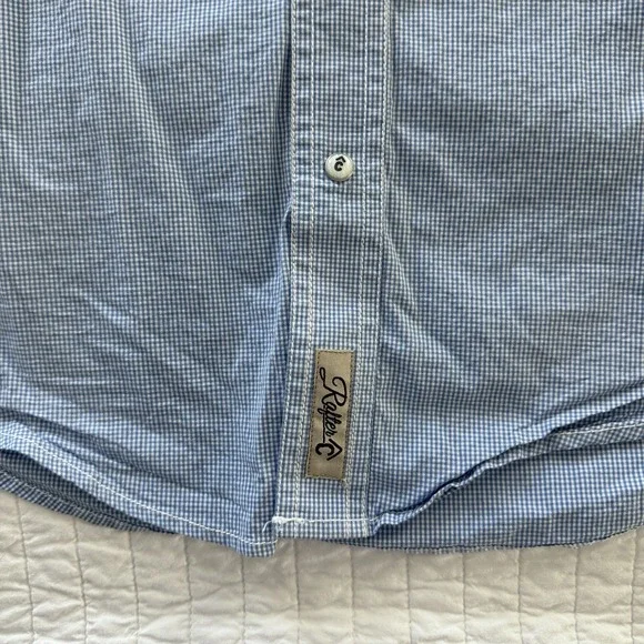 Rafter C Cowboy Collection Pro Flex 45 Mens SMALL White Blue Check Pearl Snap - Picture 5 of 9